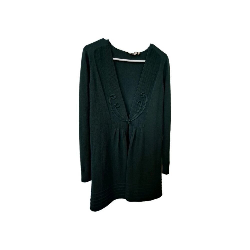 Soft Surroundings 2AV00 Long Waisted Soft Knit Cardigan M Forest Green